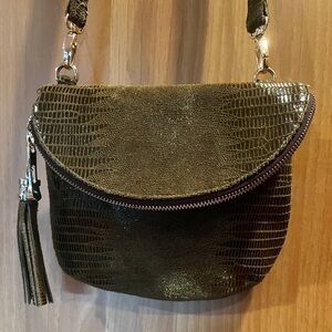 GG Boss Leather Olive Green Textured Women's Crossbody Bag Purse